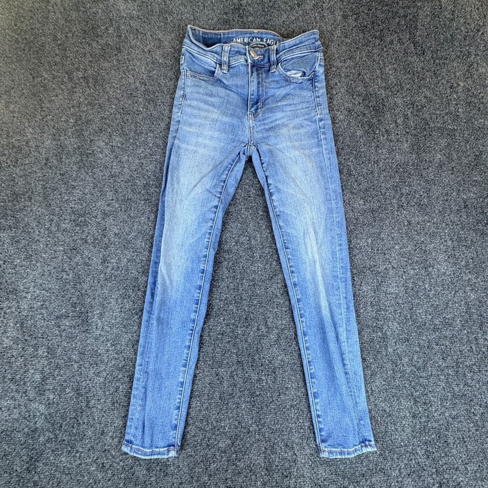 American Eagle Outfitters Skinny Jeans Women 00 Blue Denim Mid Rise Straight Leg